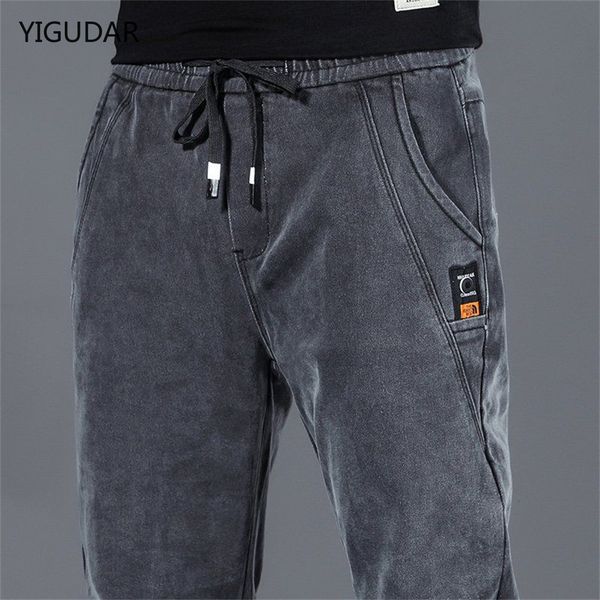 

men's pants hip hop harem jeans men loose joggers denim casual sweatpants korea ankle length trousers streetwear male clothes 230812, Black