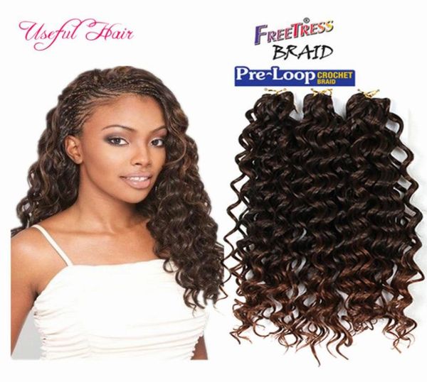 

synthetic deep wave style tress water wave hair crochet braids deep curly hair extensions 3x braid savana bohemian hair 3pcpa4799243, Black