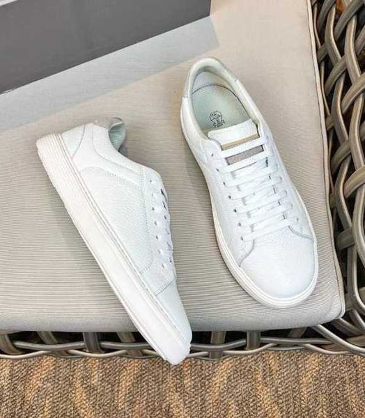 

23s luxury brunello&cucinelli leather airsole sneakers bc shoes men leather sneakers outdoor low lace up platform trainers birthday gift 38-, Black