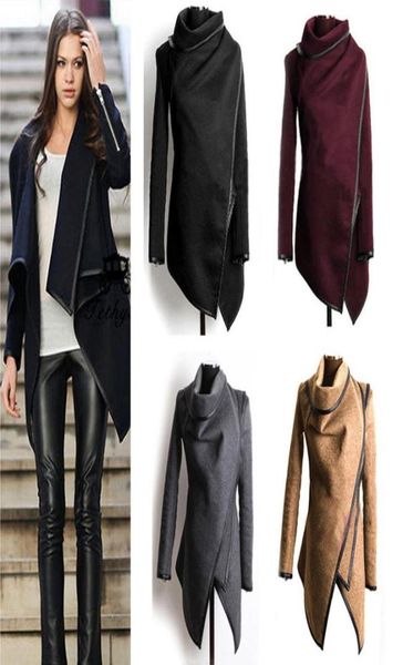 

fall winter women clothes coat winter warm autumn style new jacket trench blends wool coats ladies trim personality asymmetric rul7368692, Tan;black