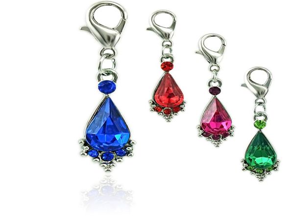 

fashion lobster clasp charms dangle plastics crystal rhinestone water drop diy charms for jewelry making accessories1867383, Bronze;silver
