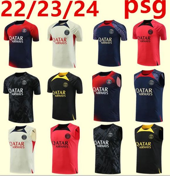 

23/24 psgs sportswear 22/23 mbappe neymar jr sportswear men training shirt short sleeve tank soccer shirt uniform chandal sweatshirt 666, Black;yellow