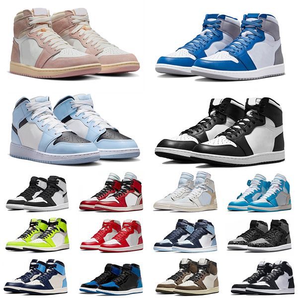 

authentic 2023 jumpman 1sports basketball shoes 1s washed pink twist true blue newstalgia ow unc ow white visionaire shadow unc patent sport