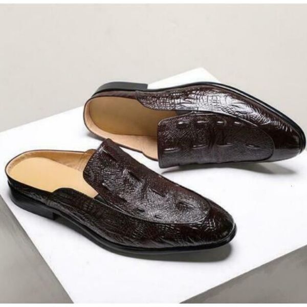 

slippers brown men slippers outside men shoes british style black size 38-46 handmade zapatillas de casa verano hombre 230812