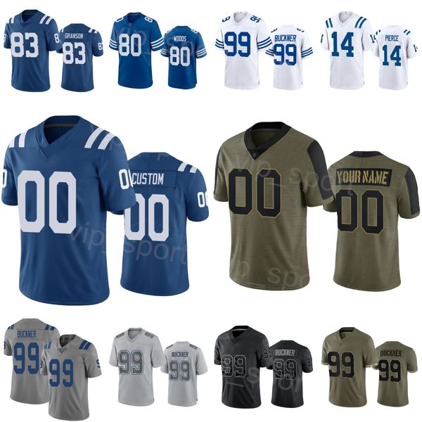 

team football 35 deon jackson jersey 44 zaire franklin 99 deforest buckner 14 alec pierce 80 jelani woods 83 kylen granson 28 jonathan taylo, Black;red