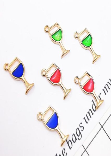 

200 pcs wine glass charm drip cup charms goblet pendant charm diy supplies jewelry making findings3110884, Bronze;silver