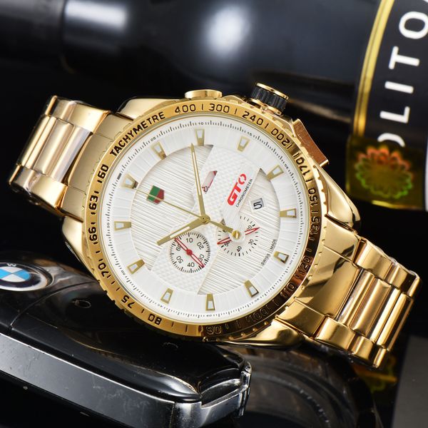

brand tax hexxx carrera gto rs mens watch multifunction chronograph steel belt automatic wristwatch designer movement quartz men watches mon, Slivery;black