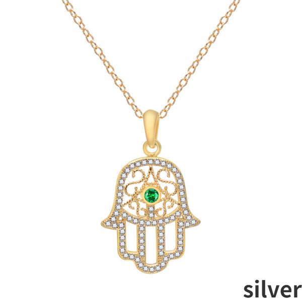 

european and american foreign trade s925 sterling silver blue dot diamond small hand pendant necklace retro style ares hand