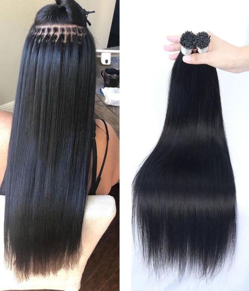 

unprocessed straight brazilian human hair extensions i tip stick 1gstrand 8inch30inch for women3027217, Black