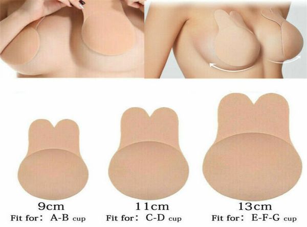 

women push up bra rabbit ears self adhesive bra silicone nipple covers stickers breast lift bra pad invisible strapless5149782