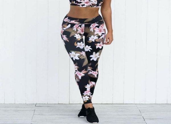 

hirigin floral yoga pants women high waist stitching hoow sport trousers female running training fitness gym leggings y2005298485991, Black