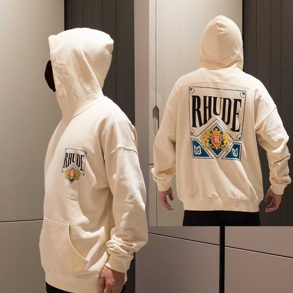 

rhude hoodie designer mens hoodie letter print loose long sleeve hoodies fashion sports for men women luxury brand sweatshirt us size, Black