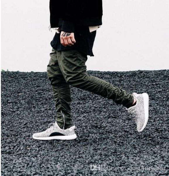 

side zipper pleated pencil pants mens high street elastic waist casual biker pants fashion jogger skinny sweatpants long trousers 6605167, Black