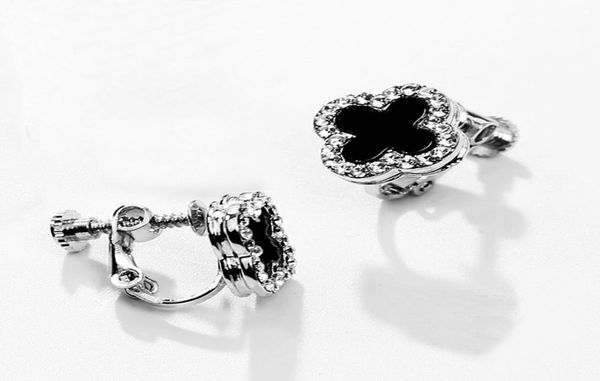 

new fashion clover shape design non pierced earrings clip jewelry for women girls white gold plated bijoux wedding accessories bes4204818, Silver
