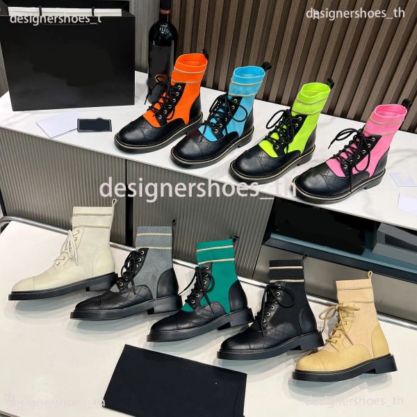 

designer boots women calf ankle boot woven colored platform boots lace rainbow short boots knitted shoes martin booties winter boots 35-43, Black