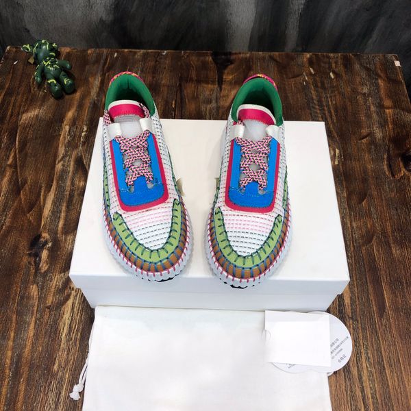 

designer women casual shoes nama sneakers new pattern postage canvas rainbow sneaker running sports shoe recycled mesh fabric size 35-42, Black