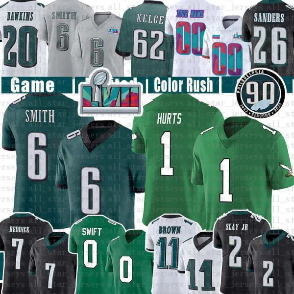 

a.j. brown jalen hurts football jersey mens devonta smith jason kelce d'andre swift mailata goedert brandon graham haason reddick dariu, Black;red