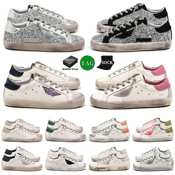 

with box casual shoes designer platform men shoe black white silver yellow ice blue flat luxurygoldenes gooseitys sneakers super star city w, White;red