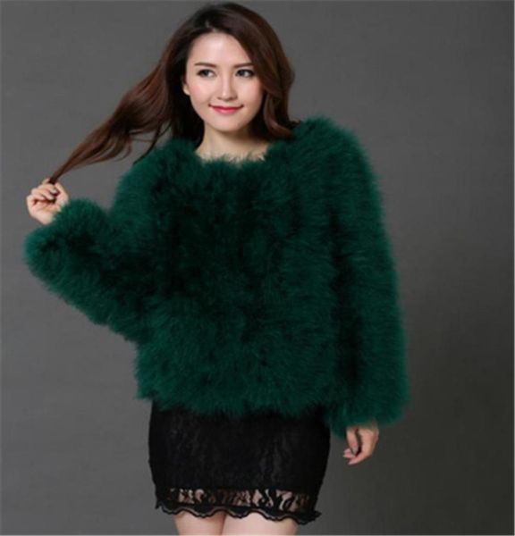 

autumn winter new women039s fashion ostrich fur grass coat turkey feather coat short paragraph 8964549686, Black