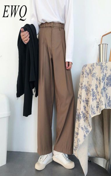 

iefb men039s wear vintage casual wide leg pants with belt for male autumn tide new loose allmatch pants 9y962 2012261211783, Black