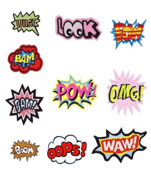 

10pcsset slang badges embroidered patches for clothing iron on transfer applique patch f or bags jeans diy sew on embroidery stic32862130, Black