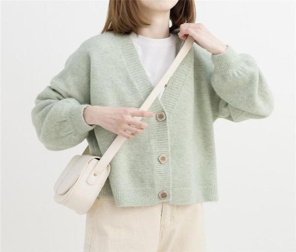 

vintage cashmere cardigan women pink knitted sweater winter korean fashion button up girls green school uniform jacket yellow18370492, White