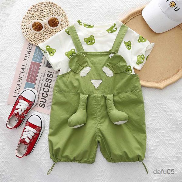 

clothing sets new summer children fashion clothing boy girl casual clothes cartoon overalls pants 2pcs infant casual clothes toddler tracksu, White