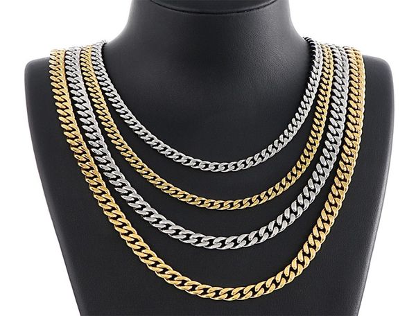 

hip hop stainless steel cuban chain necklace simple 18k real gold plated jewelry8256611, Silver