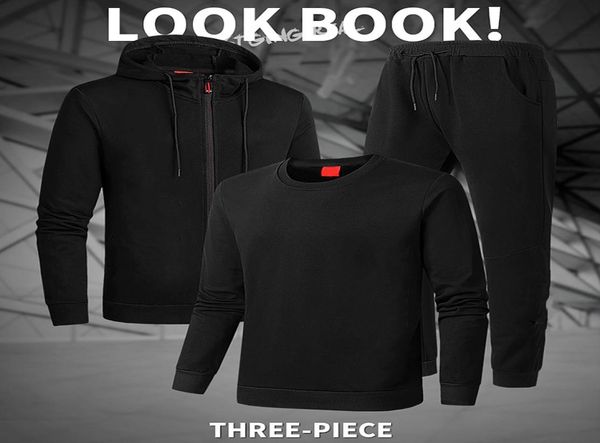 

mens tracksuit fashion hoodies men sportswear mens three piece set zipper hoodiepants men039s sweatsuit casual sport suit 8725454, Gray