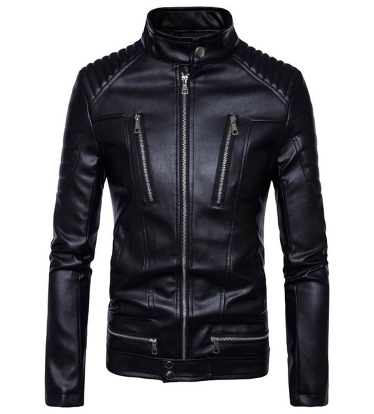 

mens leather jackets bomber jackets fashion men faux leather overcoat motorcycle cowboy jacket punk thick coats mens clothing1676951, Black