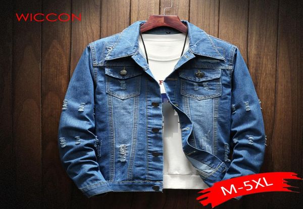

mens denim jacket trendy fashion hip hop streetwer ripped denim jacket mens jeans jacket cowboy coats clothing sh1909067415116, Black;brown