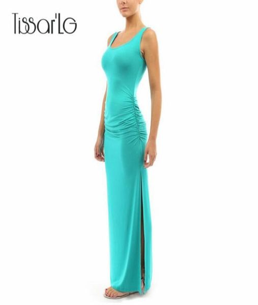 

whole tissarlg women summer long classic dress oneck slim pleated casual sleeveless tank dress solid colors package hip slit8179299, White;black