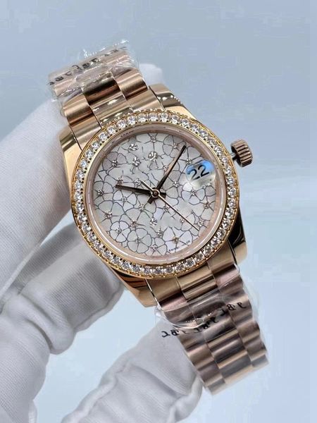 

2023 fashion men's and women's diamond watch 31mm 36mm automatic mechanical stainless steel oyster perpetual couple gift wristwatc, Slivery;brown