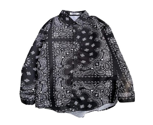 

autumn men039s oversize bandana shirt plaid vintage mens paisley shirts clothes long sleeve male cardigan korean thin 2203216575247, White;black