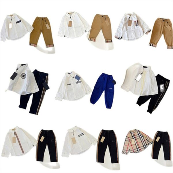 

designer long sleeve shirt trousers 2 suits spring and autumn brand letter casual fashion fan children's wear size 100cm-150cm a13, White