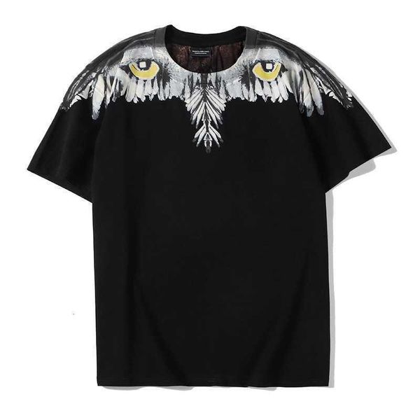 

chaopai mb premium eagle eye wings short sleeve cotton t-shirt unisex, White;black