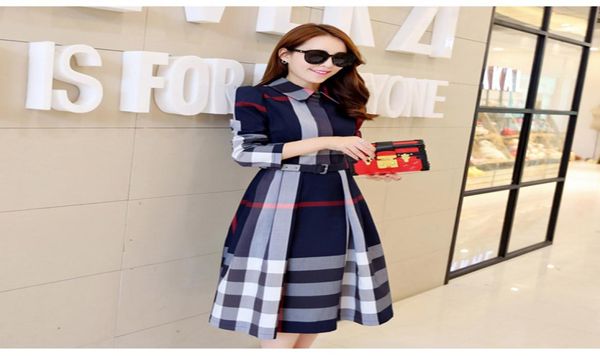 

women039s plaid dress casual longsleeved ashaped long autumn korean version of the slim dress 2021 spring autumn6496050, Black;gray