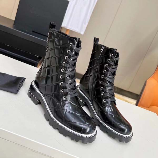 

luxury womens boots brand calf leather autumn and winter chain knight boots platform fashion casual shoe size 35-41 with box, Black