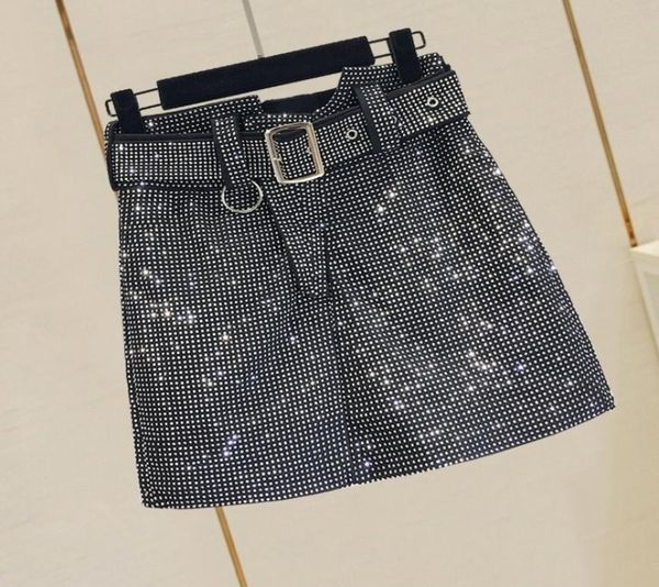 

deat autumn women above knee length short mini black rhing skirt with belt mg796 y2003262757361