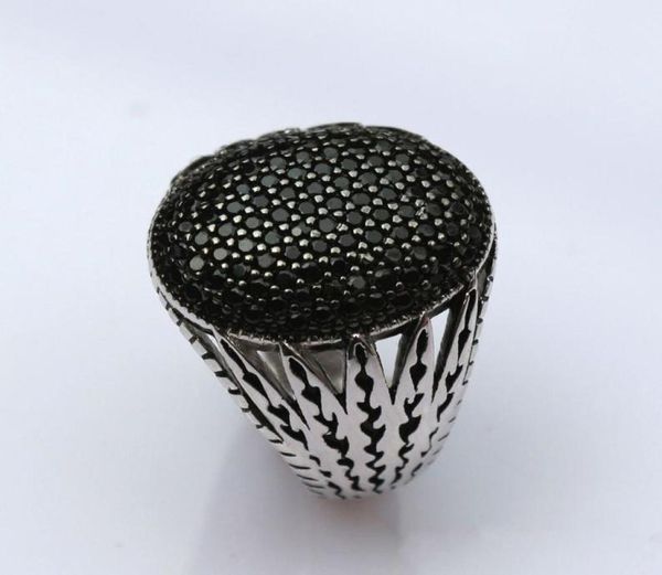 

925 sterling silver hollow design multi black cz stones inlaid cocktail rings for men oval shape turkey jewelry3648439