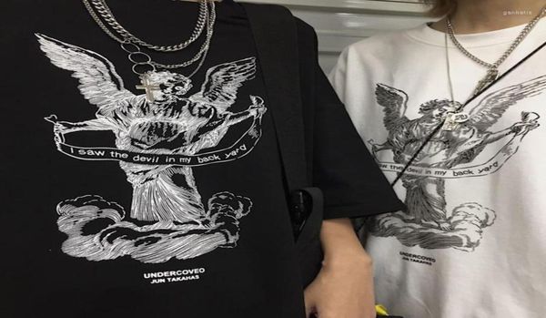 

men039s tshirts shirt for men angel printed goth tee graphic hip hop oversized gothic clothes fashion harajuku loose tshirtsm4706300, White;black