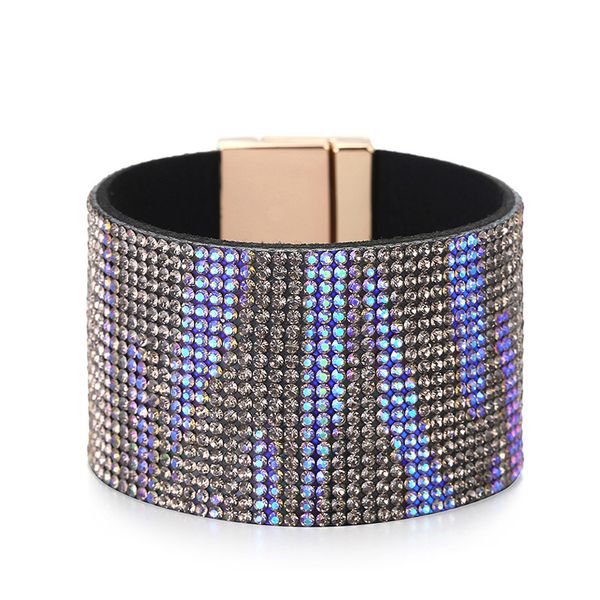 

blue black gold love new popular wide brim full diamond gradient cross buckle bracelet, dress bracelet, five colors, one piece for distribut