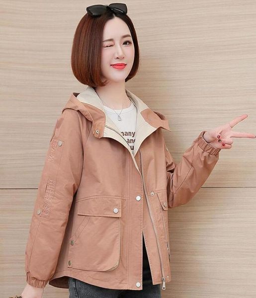 

2022 new autumn women039s jackets long sleeve causal windbreaker female hooded basic coats loose outwear4542159, Black;brown