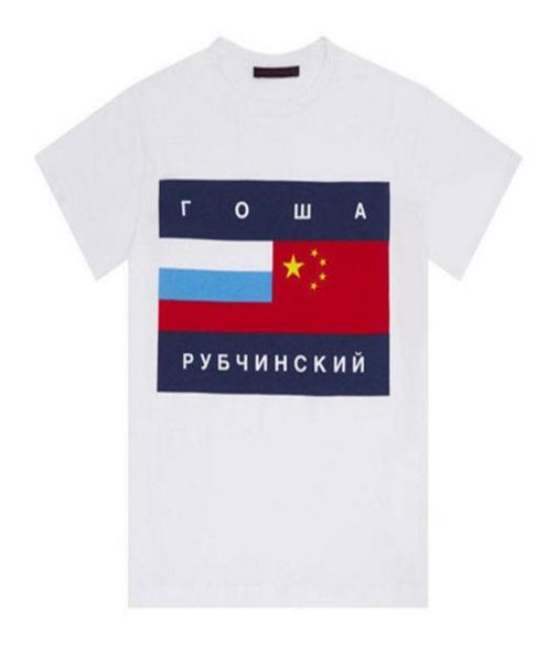 

2017 springsummer outfit gosha rubchinskiy russia and china theme cylinder men and women lovers tshirts with short sleeves3078854, White;black