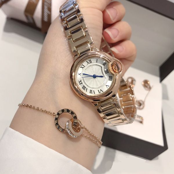 

designer's women's watches style exquisite style with elegant titanium steel five-piece set, bracelet, necklace, earrings, ring gi, Slivery;golden