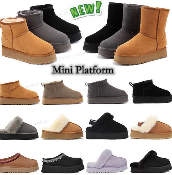 

mini classic boots platform women ultra matte fur snow boots suede wool blend comfort winter designer thick bottom ankle australia fluffy fu, Black