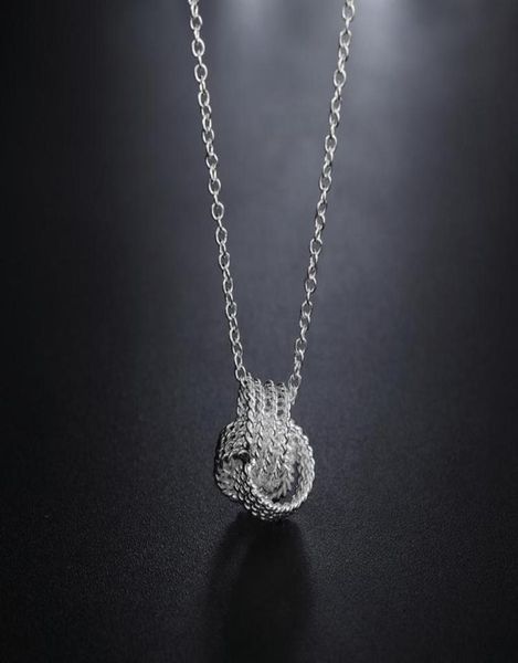 

sterling silver fashion jewelry 18 inches charm weave ball pendant necklace for women wedding birthday gifts chains4487550