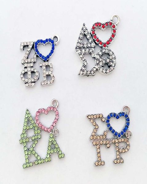 

sorority heart rhinestone greek aka zpb delta sigma theta zeta phi beta sigma gamma rho dangle charm pendant for diy2196853, Silver