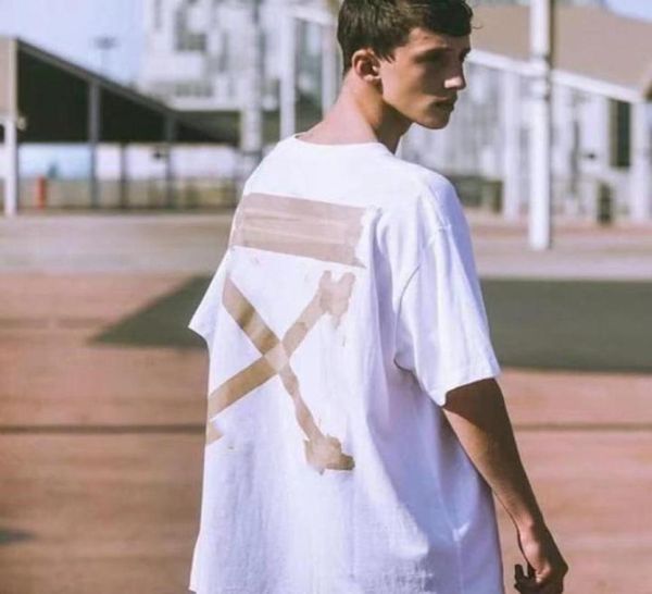 

tide brand high street summer stamping tape printing loose shortsleeved tshirt hiphop style25912872388346, White;black