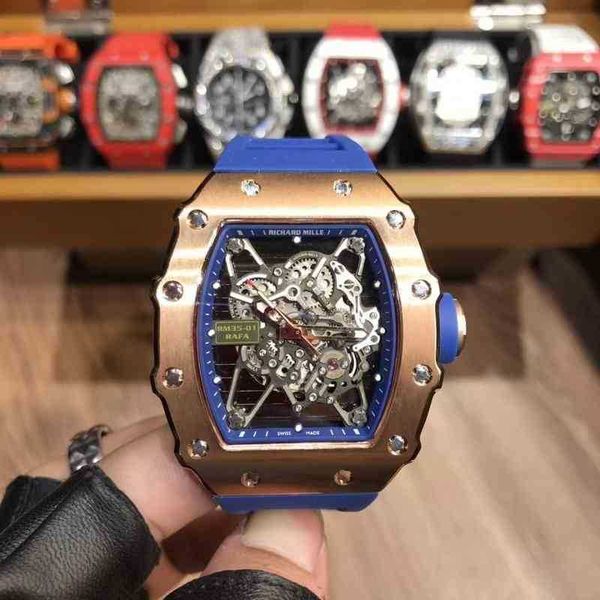 

superclone luxury mens mechanics watch richa milles wine barrel watch r rm35-01 series net red automatic machinery rose gold tape men's